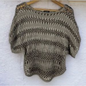 Le Chateau Crochet Beaded Poncho Top Boho